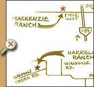 Map to Harrell & Mackenzie Ranches
